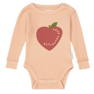 PIUPIUCHICK  Long Sleeve Heart Baby Bodysuit | Orange